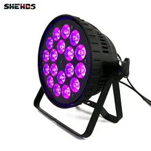 Aluminum Alloy LED (Flat) Par 18x18W RGBWA+UV 6in1 LED Par Can Spotlight DJ Projector Wash Stage Lighting Party Lights DMX512