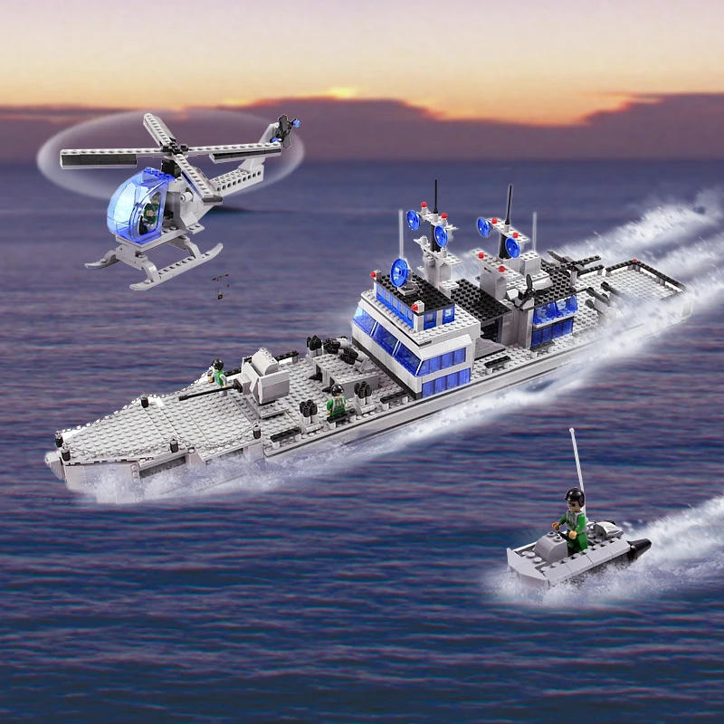 

COGO Military Educational Building Blocks Toys For Children Gifts Army Destroyer Helicopter Boat Soldier Compatible Legoe