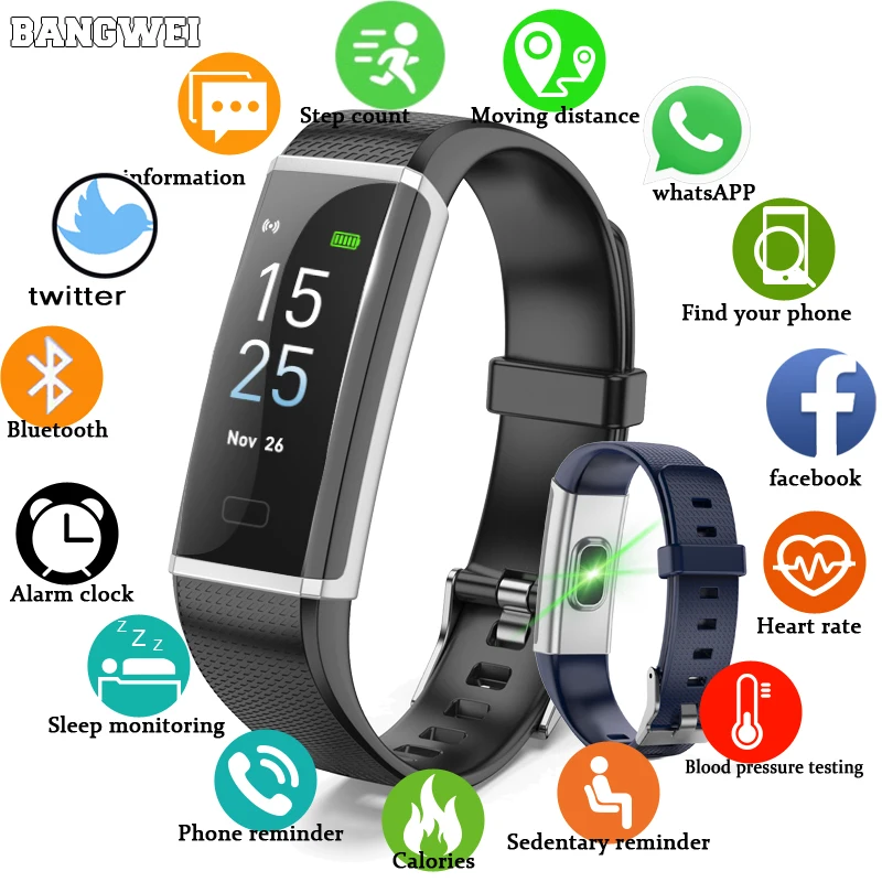 

2019new smart bracelet men and women fitness tracking information heart rate time IP68 waterproof clock intelligent sports watch