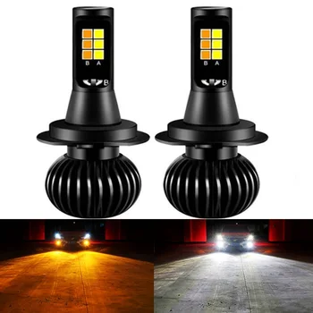 

2PCS Dual Colors 3000K Yellow 6000K White Switchback H11 H8 H9 9005 HB3 9006 HB4 H7 H1 H3 880 881 LED Car Fog Light Auto Foglamp