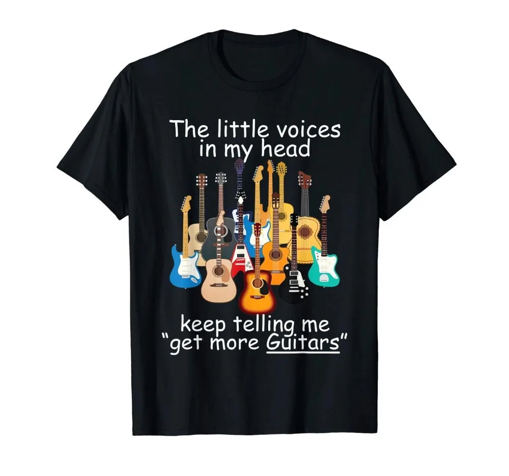 

The Little Voice In My Head Get More Guitars Lover T Shirt 2019 Creative Novelty Summer Style Cotton Order T-Shirts
