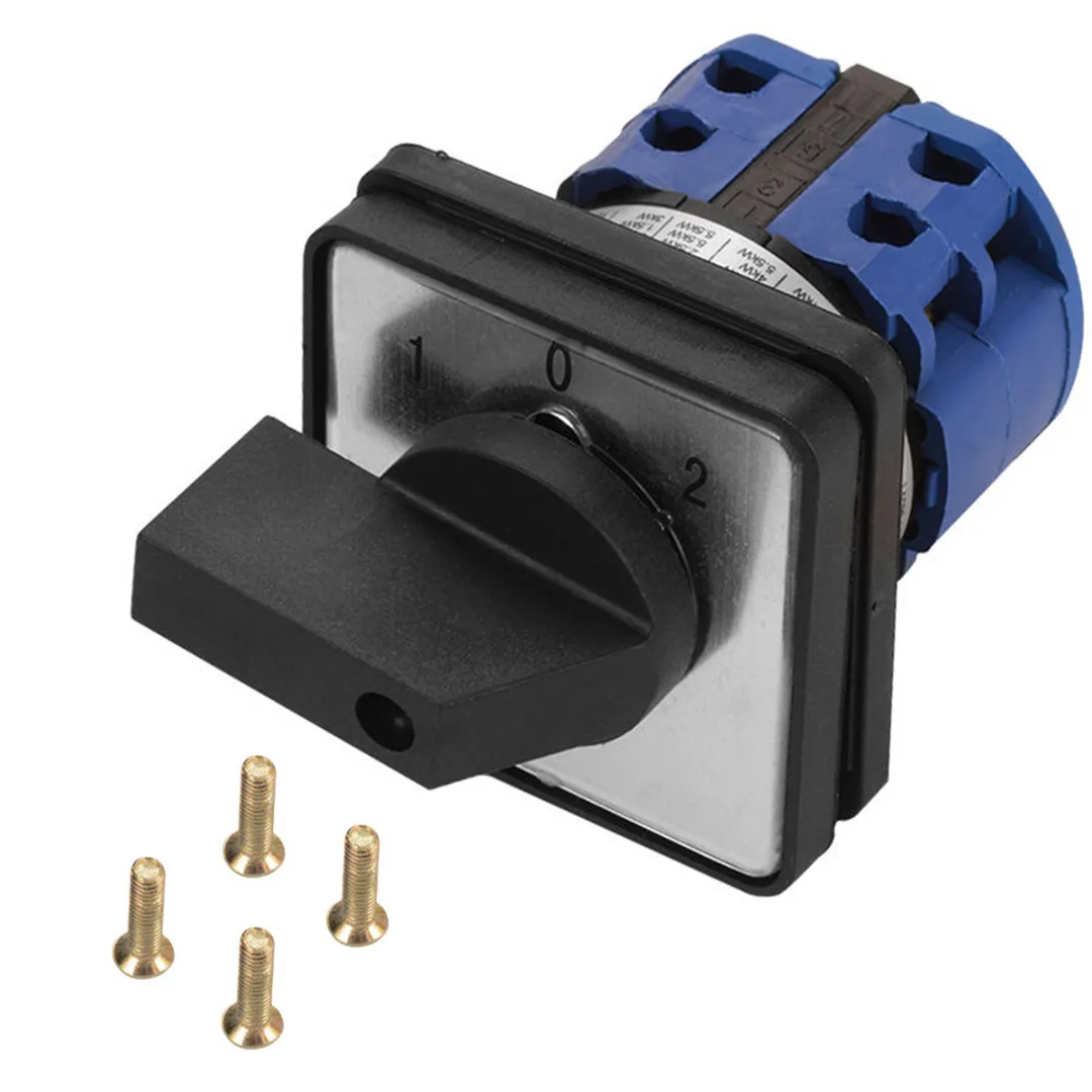 3 Positions Rotary Cam Changeover Switch On-Off-On Control Switch  + Screws LW26-20D 20A
