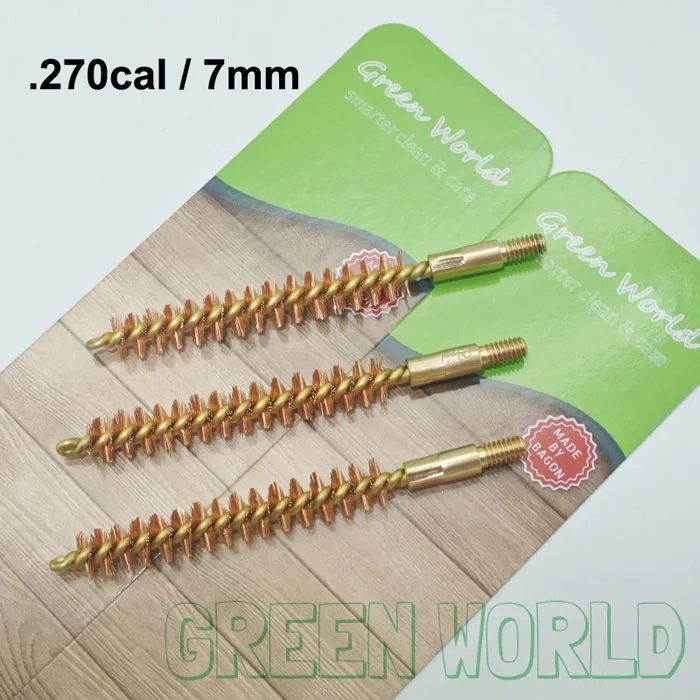 Green World 3 шт./лот. 22cal-. 35cal бронзовая Щетка с латунным держателем и сердечником, щетка для чистки ружья, блистерная посылка, нить 8-32 - Цвет: .270cal 7mm