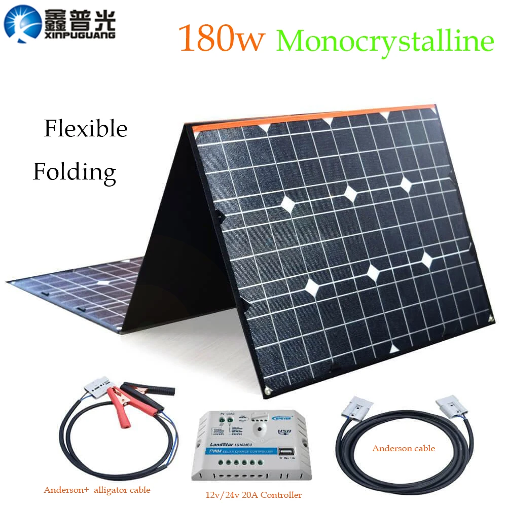  xinpuguang ETFE flexible Solar Panel 18V 180W Portable Foldable Solar Cell 20A USB Controller for O