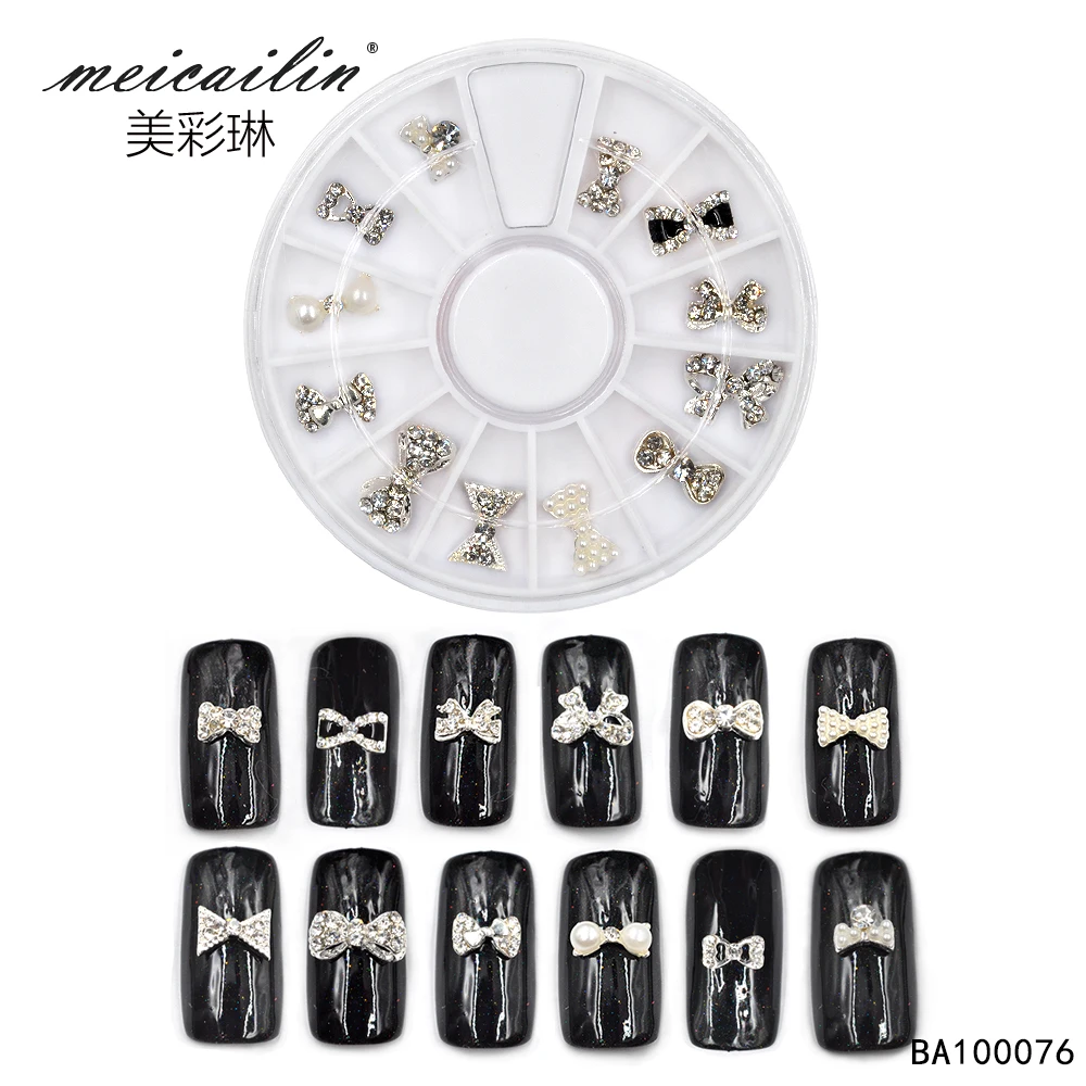 Meicailin 12 шт. украшение для галстука бабочки 3D сплав AB Nails аксессуары украшения