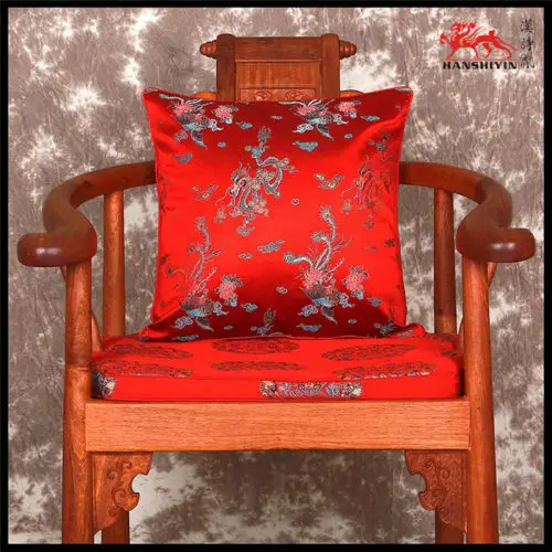 

5 colors 45*45cm New Design Chinese Silk Solid Color Brocade Dragon Phoenix Cushion cover