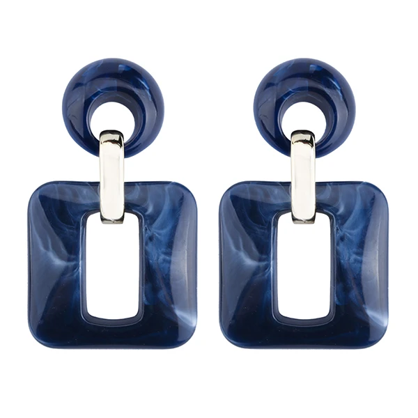 AENSOA квадратный акриловые Висячие серьги для дам модные серьги для женщин ювелирных изделий Вечерние - Окраска металла: Dark Blue
