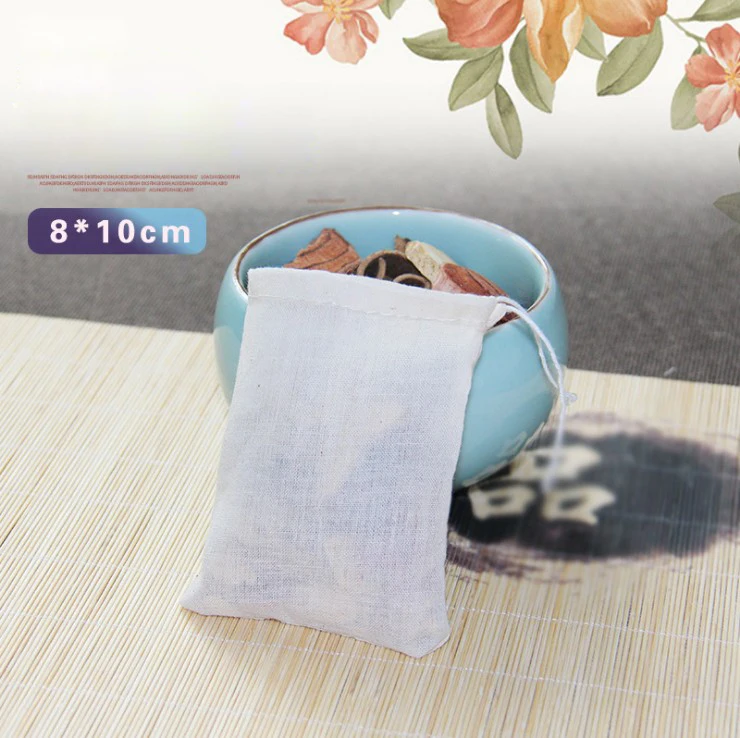 

10Pcs/lot Empty Cotton Tea Bags Muslin Drawstring Strainer Tea Spice Food Separate Filter Bag With String
