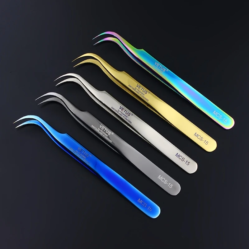 100% Vetus Original Eyelash Tweezers for 3D 6D Volume Eyelashes Extension Super Fine Tip Excellent Closure Makeup Tweezers