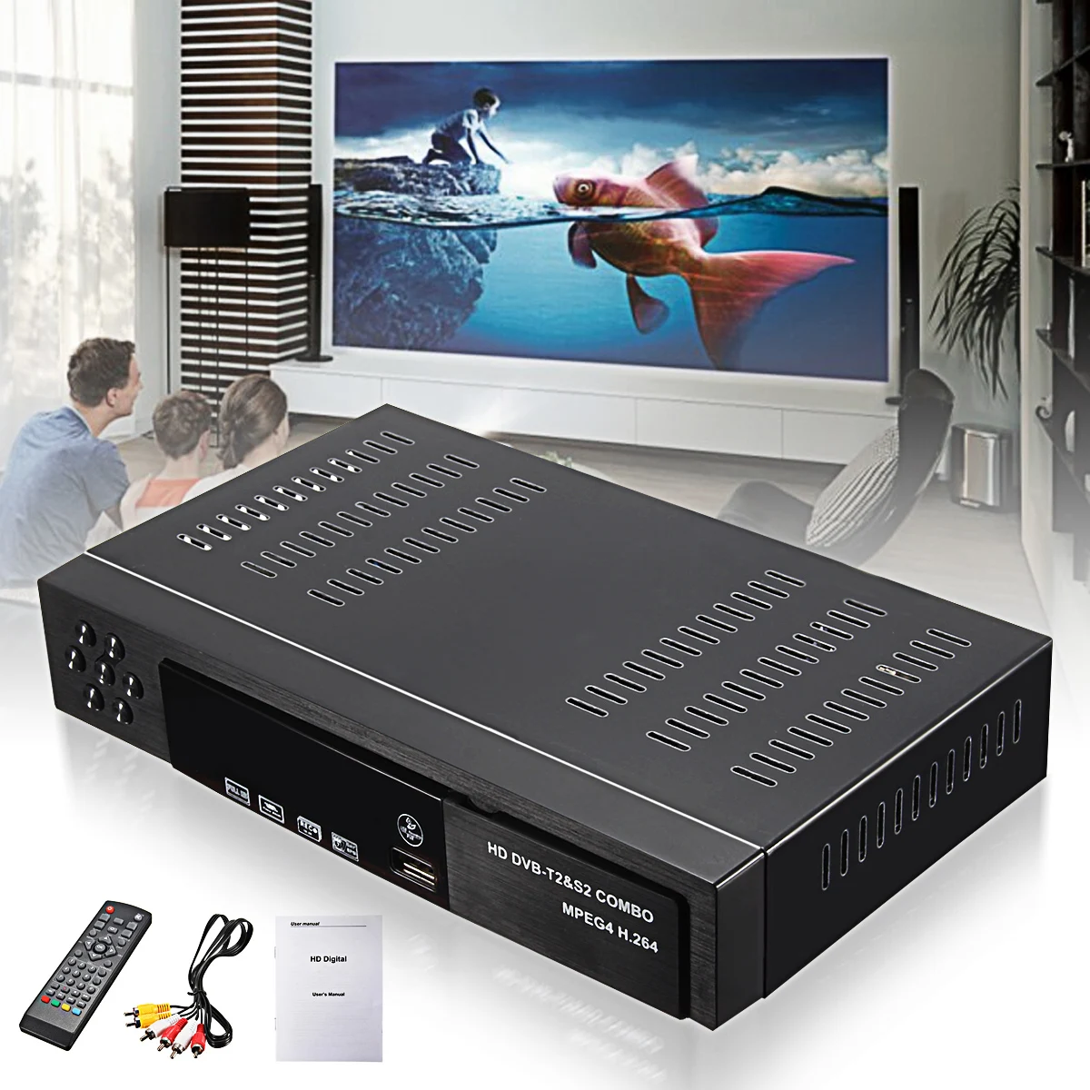 

Smart Digital Satellite TV Receiver Box T2+S2 TV HDTV Full HD 1080P Decoder Tuner Composite Digital Receiver