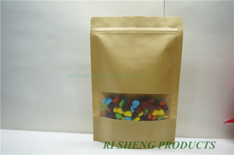 23x33cm Paper ZipLock bag 100 X Brown Stand up Kraft paper bags with