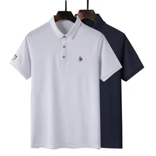 Mercerized algodão masculino camisa de polo de manga curta camisa de manga curta masculina