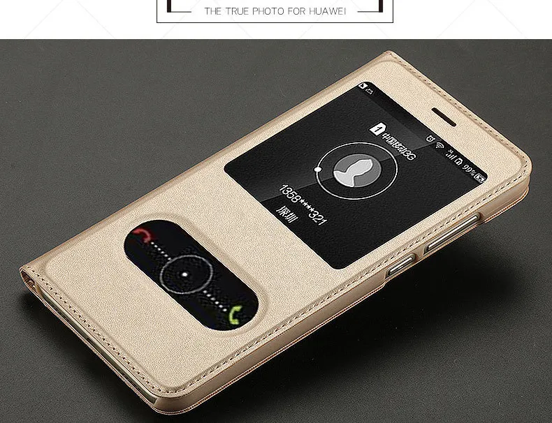 luxury open window leather flip case for huawei honor 8 lite 10