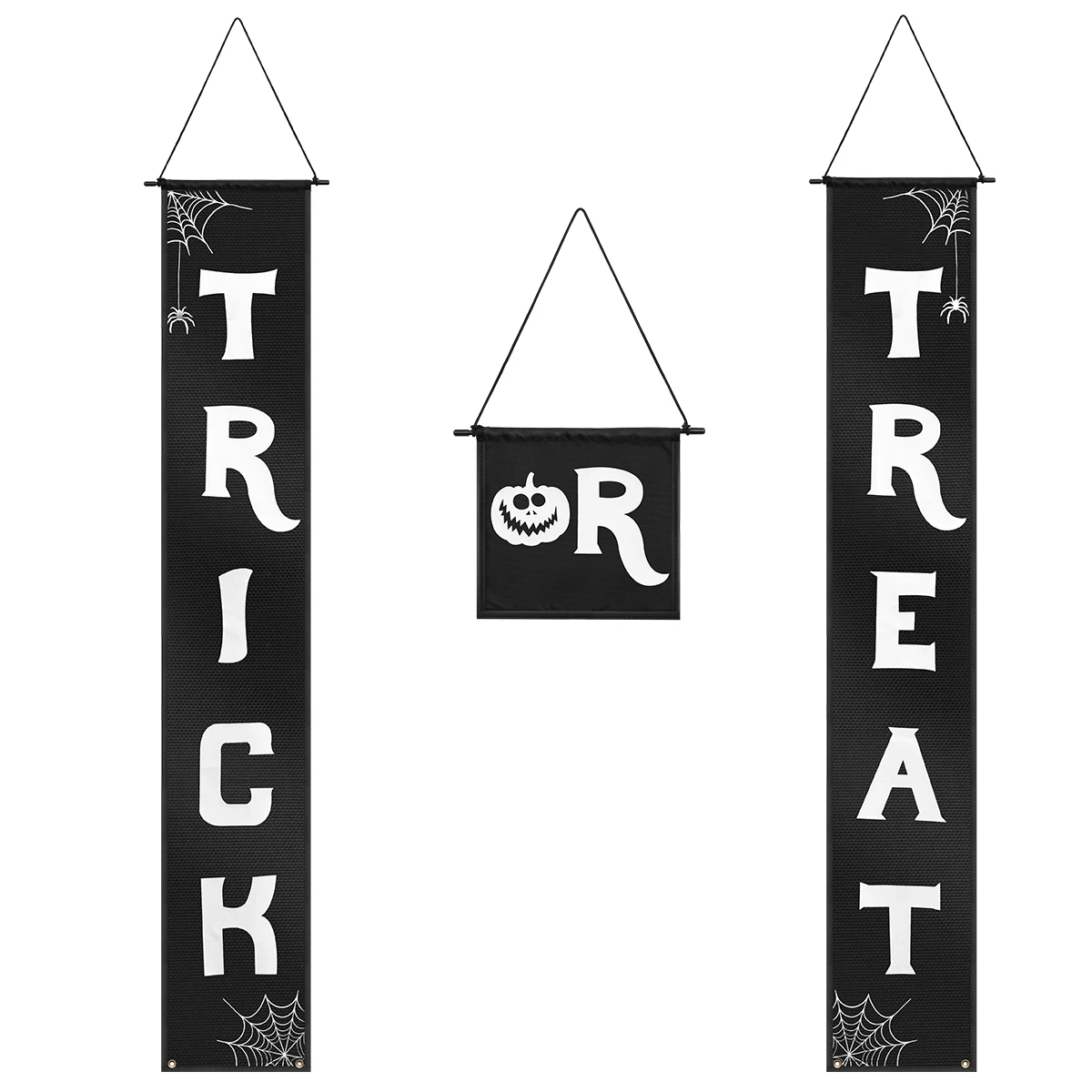 

Vosarea Trick or Treat Halloween Banner Home Door Sign Halloween Hanging Sign for Porch Front Door Halloween Decorations (Black)