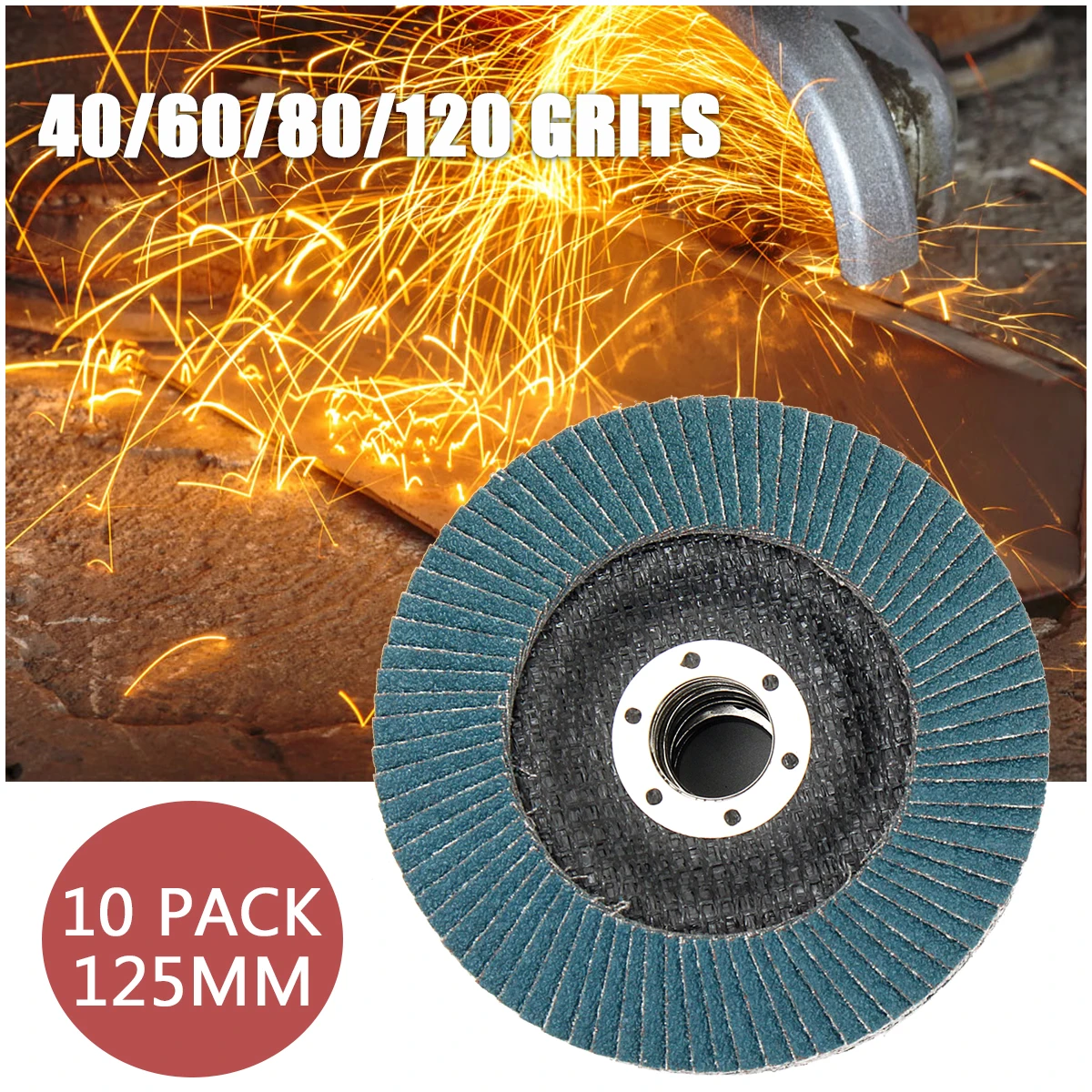 10pcs Flap Sanding Disc 125mm 40/60/80/120 Grits Round Sandpaper