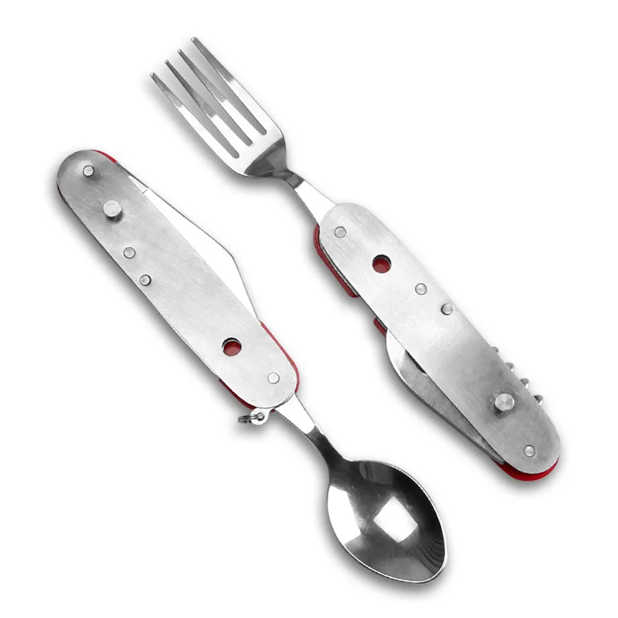 Jaswehome многофункциональный швейцарский нож из нержавеющей стали швейцарский карманный нож инструмент вилка ложка нож многофункциональный инструмент со вставными ножами