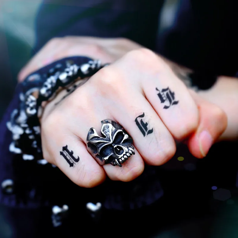 BEIER New Head Skull Ring Stainless Steel Lion People Punk Motorcycle Biker Jewelry For Man And Boy BR8-356
