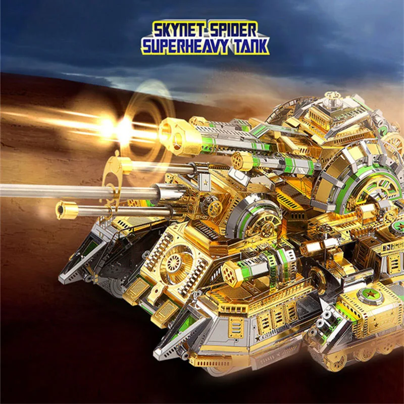 

Piececool 3D Metal Puzzle Toy DIY Chariot Tank Model Skynet Spider Superheavy Tank Metal Craft Puzzles Educational Toys For Kids