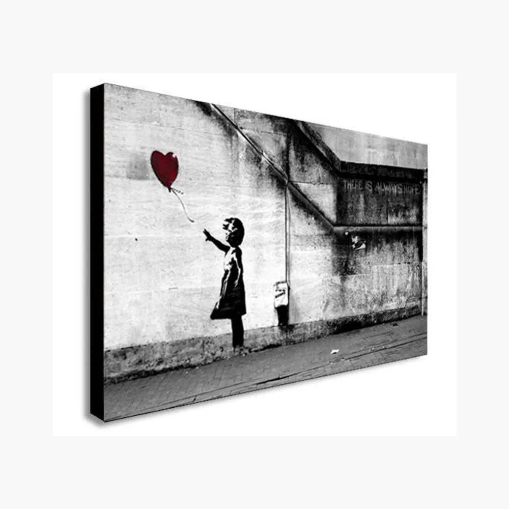 Banksy Girl with the red balloon Canvas Graffiti Wall Art Poster Print Hope