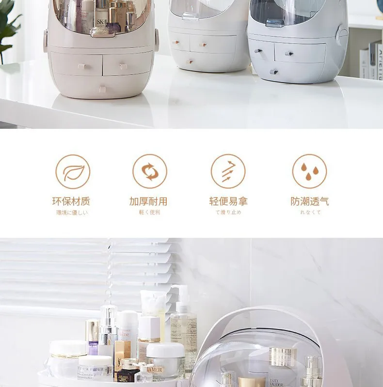 ZYJ Transparent Space Cosmetic Storage Box Removable handle Makeup Bag Bathroom Skin Care Drawer Organizer Container Package (2)