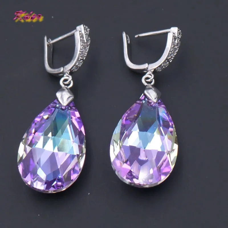

New 2019 drop shaped purple crystal earrings
