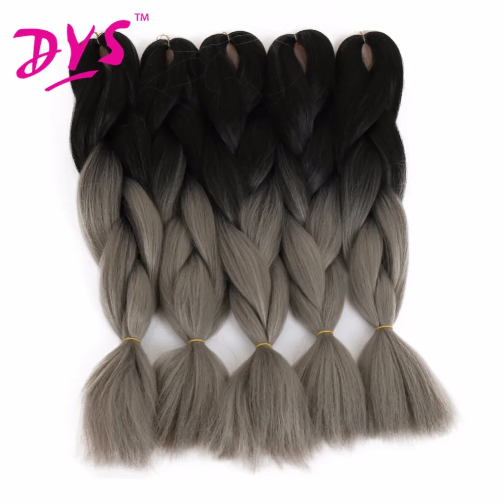  Deyngs 24Inch Ombre Kanekalon Braiding Hair Extensions Two Tone High Temperature Synthetic Jumbo Braid Hair 100gpcs (15)