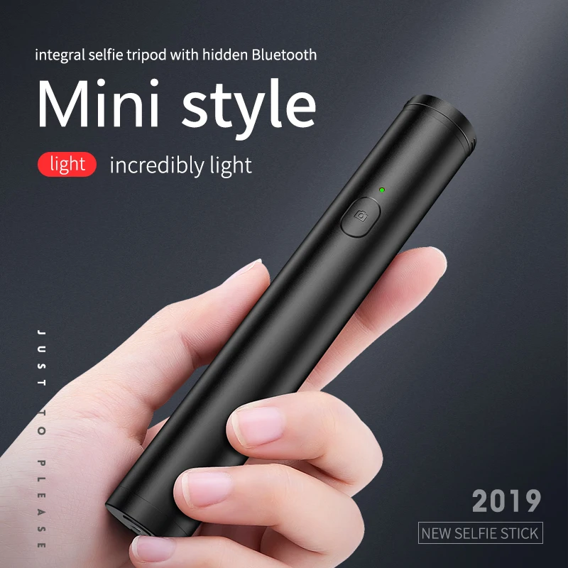 Online 2019 nuevo palo de selfie pau de trípode para teléfono palo selfie aleación de aluminio ampliable relleno luz selfie doblado longitud 16mm