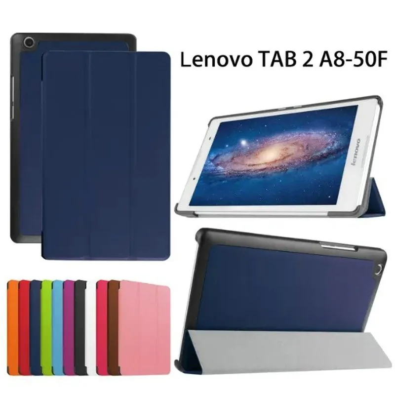 3-складной Ультра тонкий рукав Магнитный Folio Stand кожаный чехол для Lenovo Tab 2 TAB2 A8-50 a8-50f A8-50LC 8"