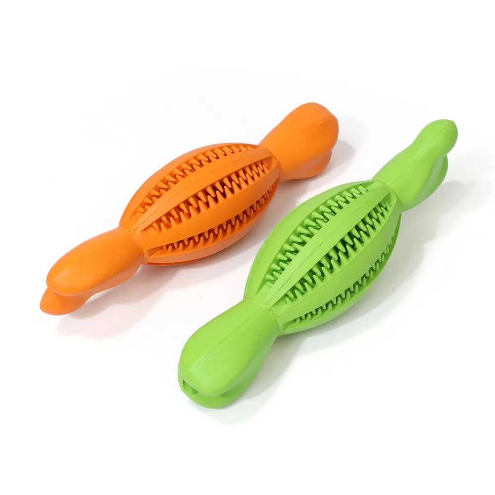 Dog Toy Interactive Rubber Rugby Bone Molar Stick Elasticity Leaky Feeding Ball Pet Dog Chew Toys Tooth Cleaning Balls Training (2)