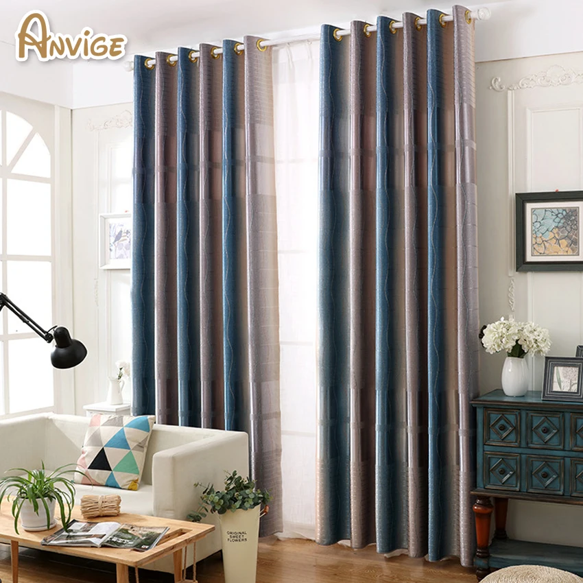 Anivge Printing Gradual Color Window Curtains High Quality Blackout