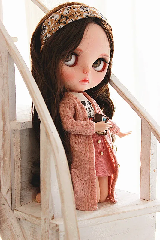 

Blyth OB24 doll Knitted coat doll clothes for OB24 Licca Azone S Blyth doll accessories long Sen knitted jacket