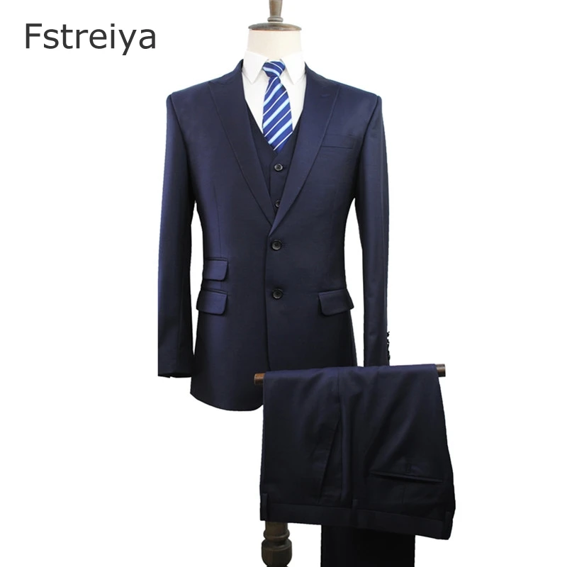 Custom made worsted 150's pure wool men suits high quality tailor slim fit wedding suits customized men's clothing 3 piece suit