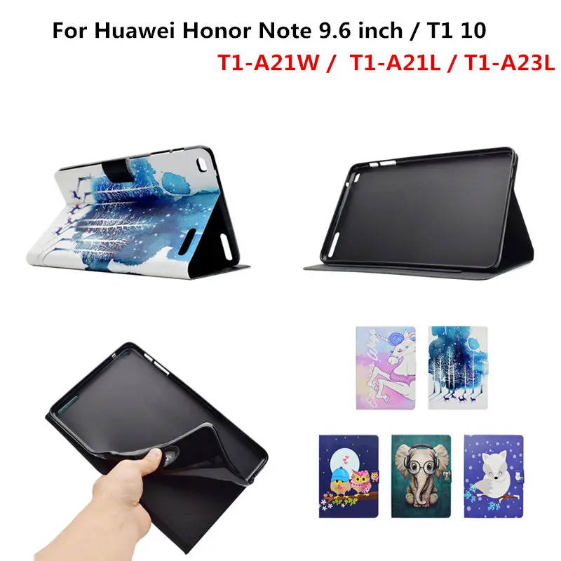 

Flip PU Leather Case For Huawei Mediapad T1 10 T1-A21W T1-A21L T1-A23L Cover Painted Funda For Honor Note 9.6 inch Tablet