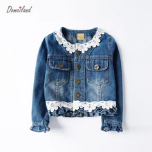 2017 marque de mode domeiland vêtements Pour Enfants pour le printemps fille manches longues En dentelle Denim floral vestes bébé fille vêtements