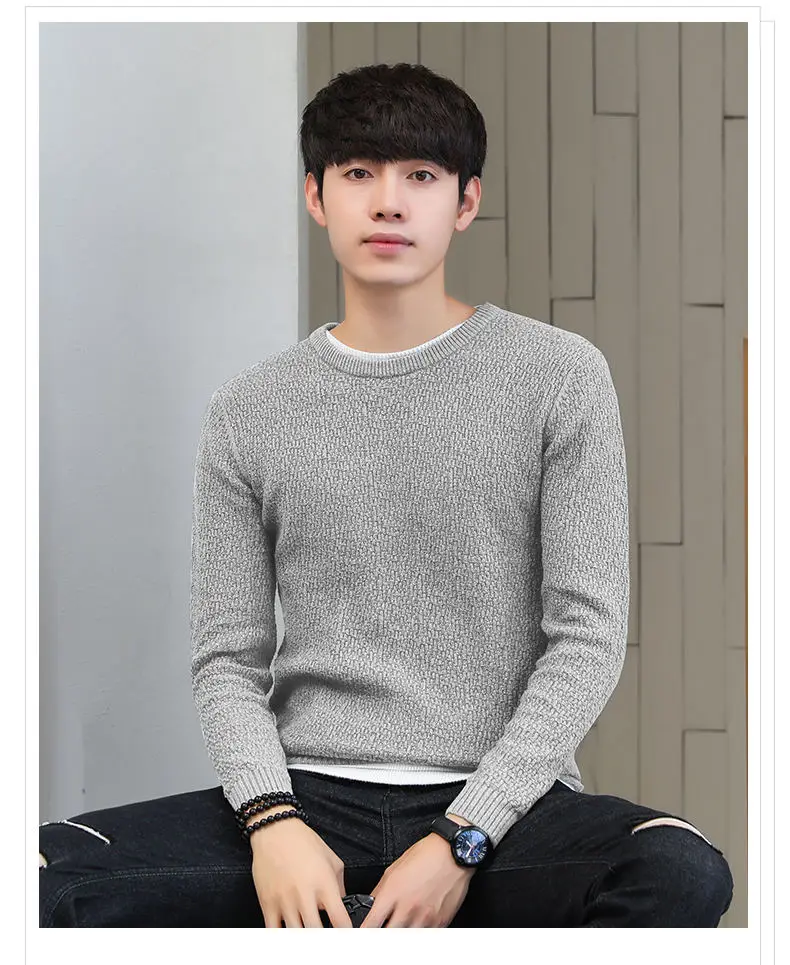 2019 Autumn False Two-piece Pullover Men Cotton Thicken Knitted Sweater Men Winter Simulation 2 Mens Sweaters Male Drop-shipping 07
