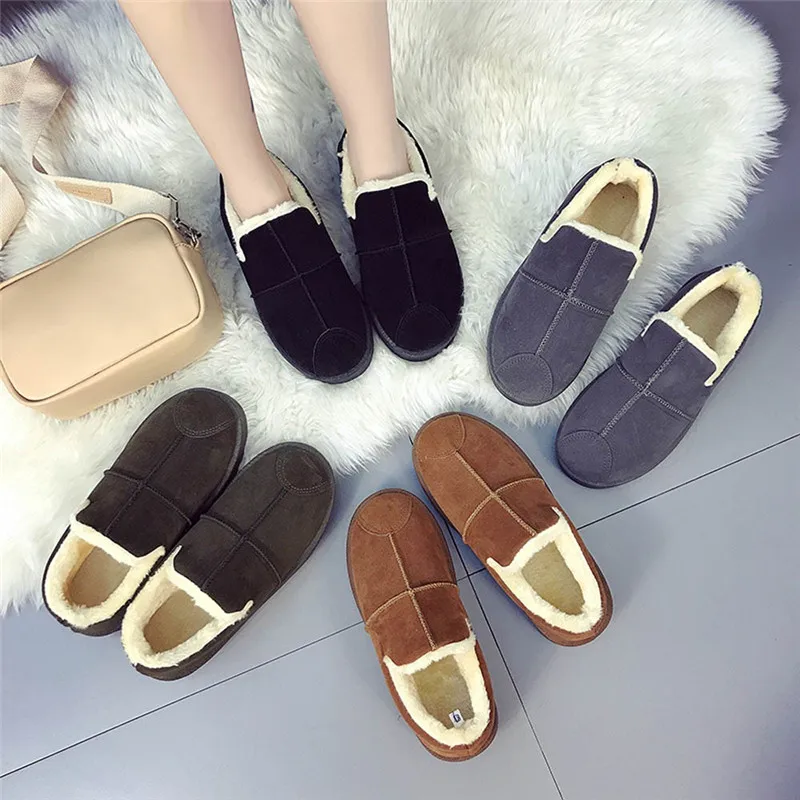 

Keep Warm Fur Women Snow Boots Flat Winter Shoes Flock Ankle Boots Female Fashion Non-Slip Basic Snow Casual Velvet Shoes #50A