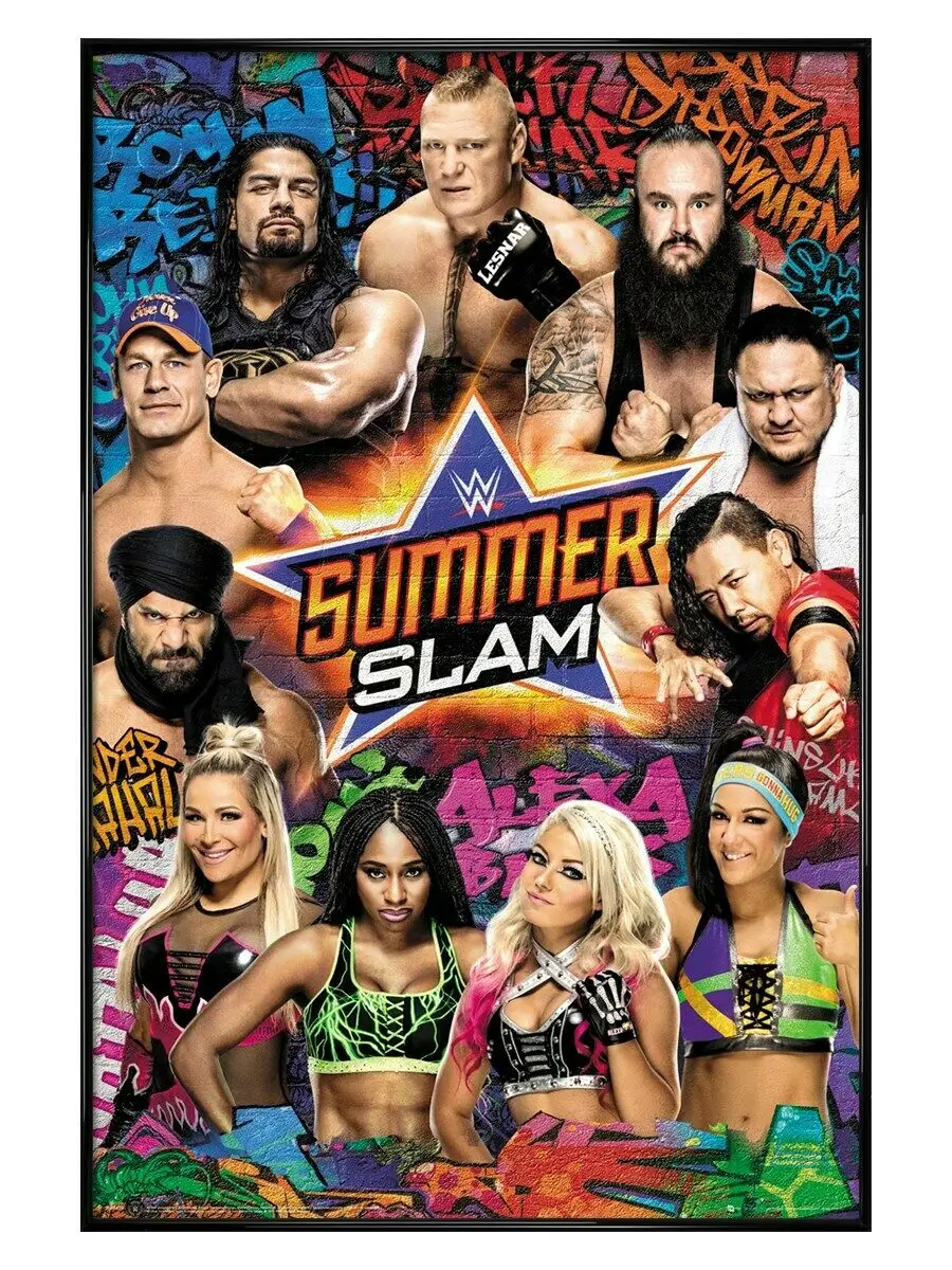 

WWE glanzendes schwarz eingerahmtes Summerslam SILK POSTER Decorative painting 24x36inch