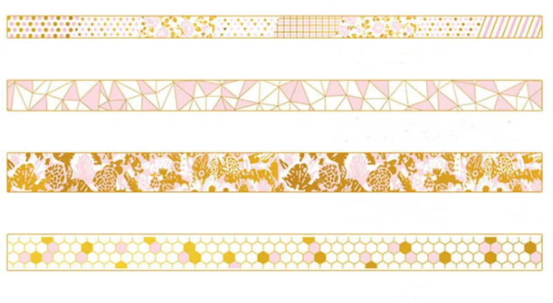 Золотой Розовый Фольга бумажный набор декоративного скотча Васи японский Скрапбукинг Декоративные ленты соты для фотоальбома украшения дома ленты