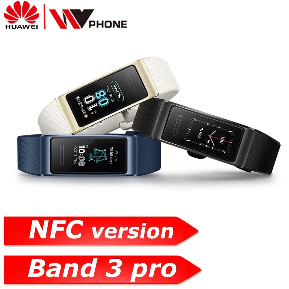 

Original Huawei Band 3 pro Smart Bracelet band 3 GPS Waterproof Color touch screen Heart Rate Sleep Snap Smart Wristband