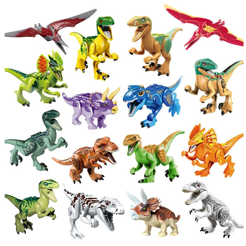 

16 pc Jurassic Dinosaur Toy Building Block Figure IndoRaptor Pterosauria Triceratop Indomirus T-Rex World compatible with