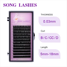 SONG LASHES Накладные ресницы мягкие тонкие кончики новые продукты 0,03 толщина