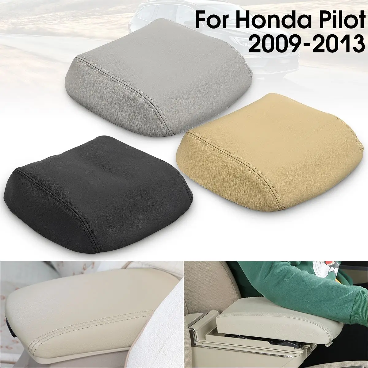 

Car Real Leather Center Console Lid Armrest Cover Pad For Honda/Pilot 2009 2010 2011 2012 2013 Black/Grey/Beige