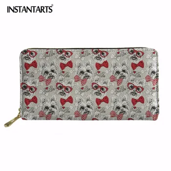 

INSTANTARTS Cute Animal Dog Design Women Long Wallet Yorkshire Terrier Print PU Leather Purse for Girls Female Fashion Clutch