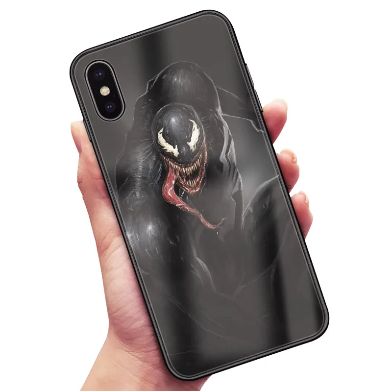 Venom Marvel роскошный гладкий Чехол для телефона, стеклянный Мягкий силиконовый чехол для iPhone 6 6s 7 8 Plus X XR XS 11 Pro max - Цвет: AE 1694