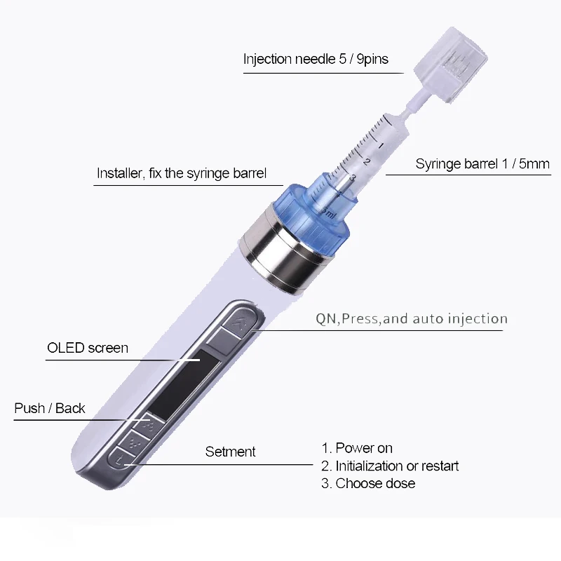 Умная Ручка-инжектор для кожи, портативная мезотерапия для воды, мезотерапия, пистолет для инъекций, машина для лечения лица, удаление морщин, красота, для лица, Salo