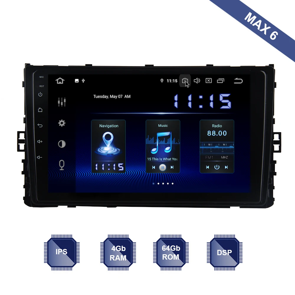 

Android 9.0 Car Radio 2 Din GPS Navi for Golf Tiguan Atlas Polo Passat 2018 2019 PX6 DSP IPS HDMI 4Gb+64Gb RDS WIFI USB BT AUX