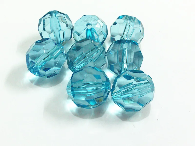 

(Choose Size First) 10mm/12mm/14mm/16mm/18mm/20 Blue(As Photo ) Transparent Big Faceted Acrylic Beads