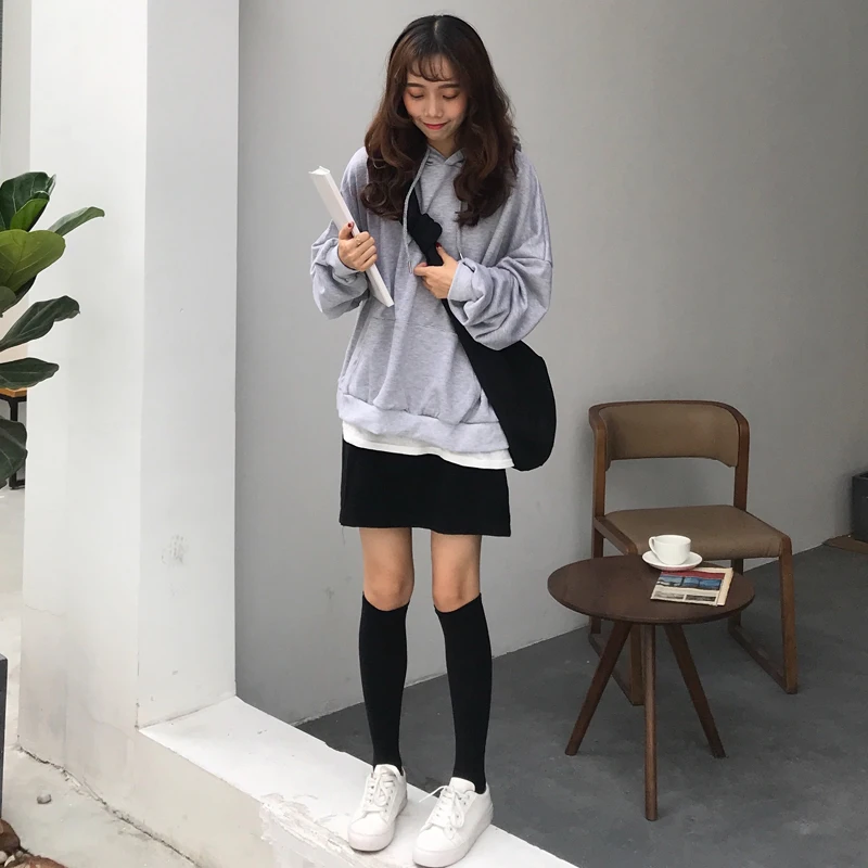 7 цветов осень и зима 2018 корейский стиль ulzzang одноцветные толстовки Женская