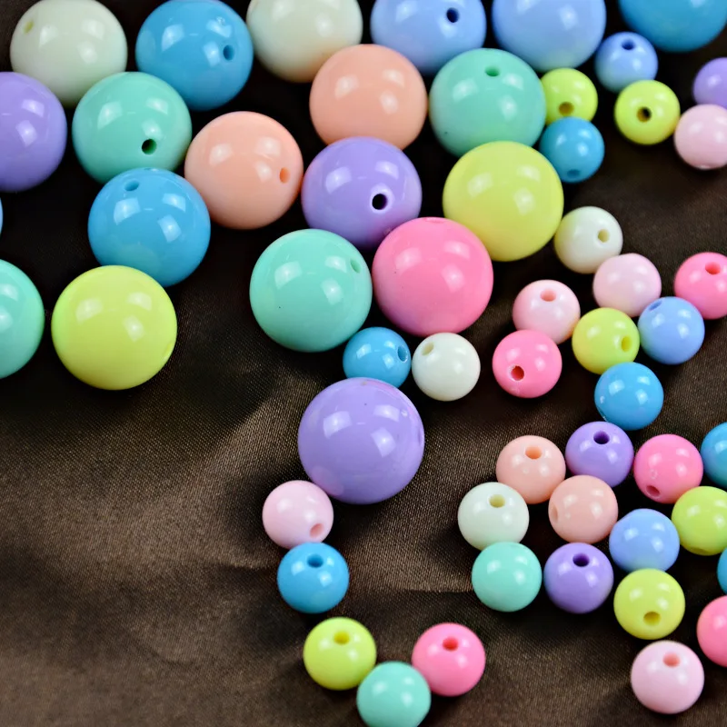 

Top Quality Wholesale Mixed Bright Colors Acrylic Loose Beads Plastic Round Beads For Women & Men Handmade DIY Jewelry Making