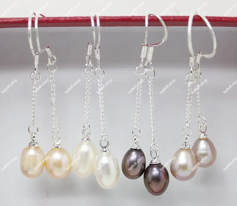 

Free shipping@@@@@ lots 4pairs natural white pink lavender black freshwater pearl earring 6.10